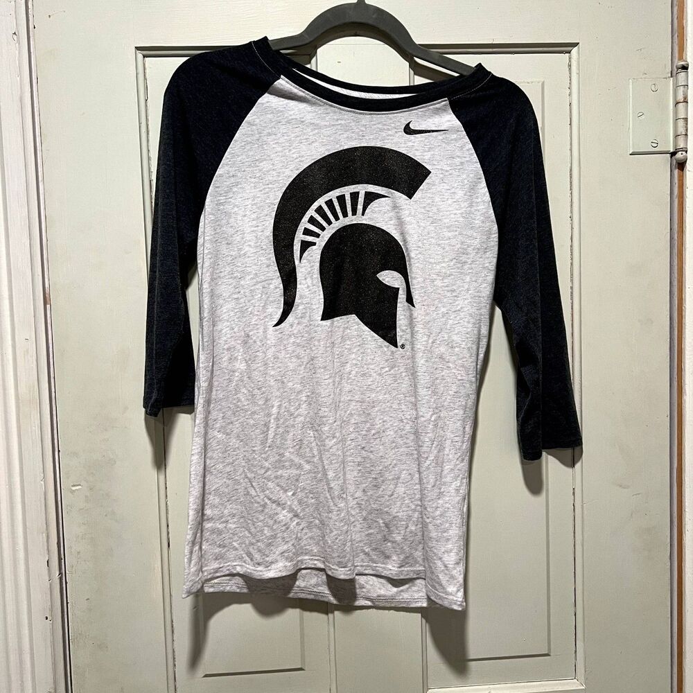 Nike MSU Michigan State Athletic Cut 3/4 Sleeve Tee Small